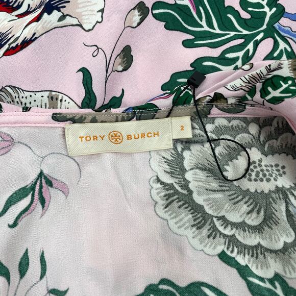 Tory Burch Adelia Floral Printed Wrap Midi Dress Pink Size 2 - Picture 12 of 15